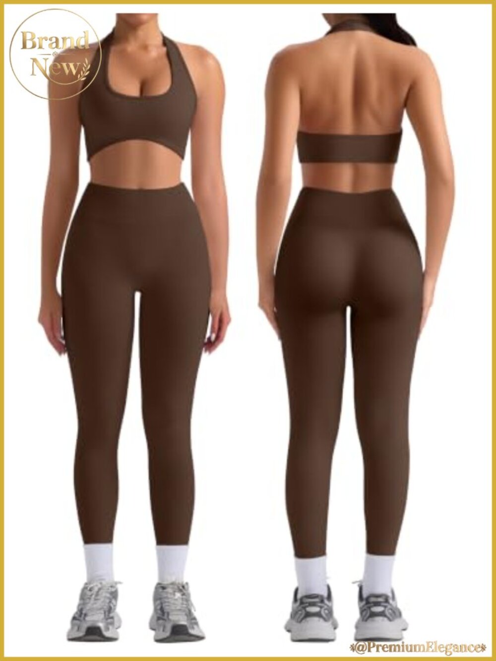 Seamless Halter Sports Bra & High Waist Leggings Set Yoga Gym